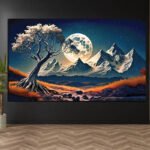 Moonlit Mountain Landscape Canvas ( 2x3 Fit )