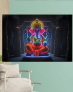 Neon Lord Ganesha Wall Art ( 16x24" )