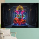 Neon Lord Ganesha Wall Art ( 16x24" )